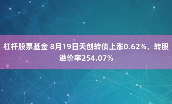 杠杆股票基金 8月19日天创转债上涨0.62%，转股溢价率254.07%