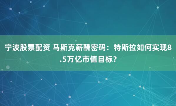 宁波股票配资 马斯克薪酬密码：特斯拉如何实现8.5万亿市值目标？